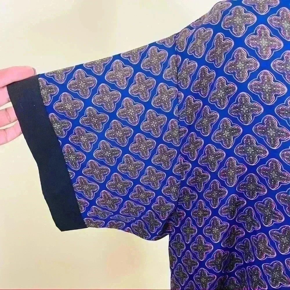 Sans Souci Purple Celtic Print Sheer Open-Front 3/4 Sleeve Kimono Cardigan XS - Picture 5 of 12